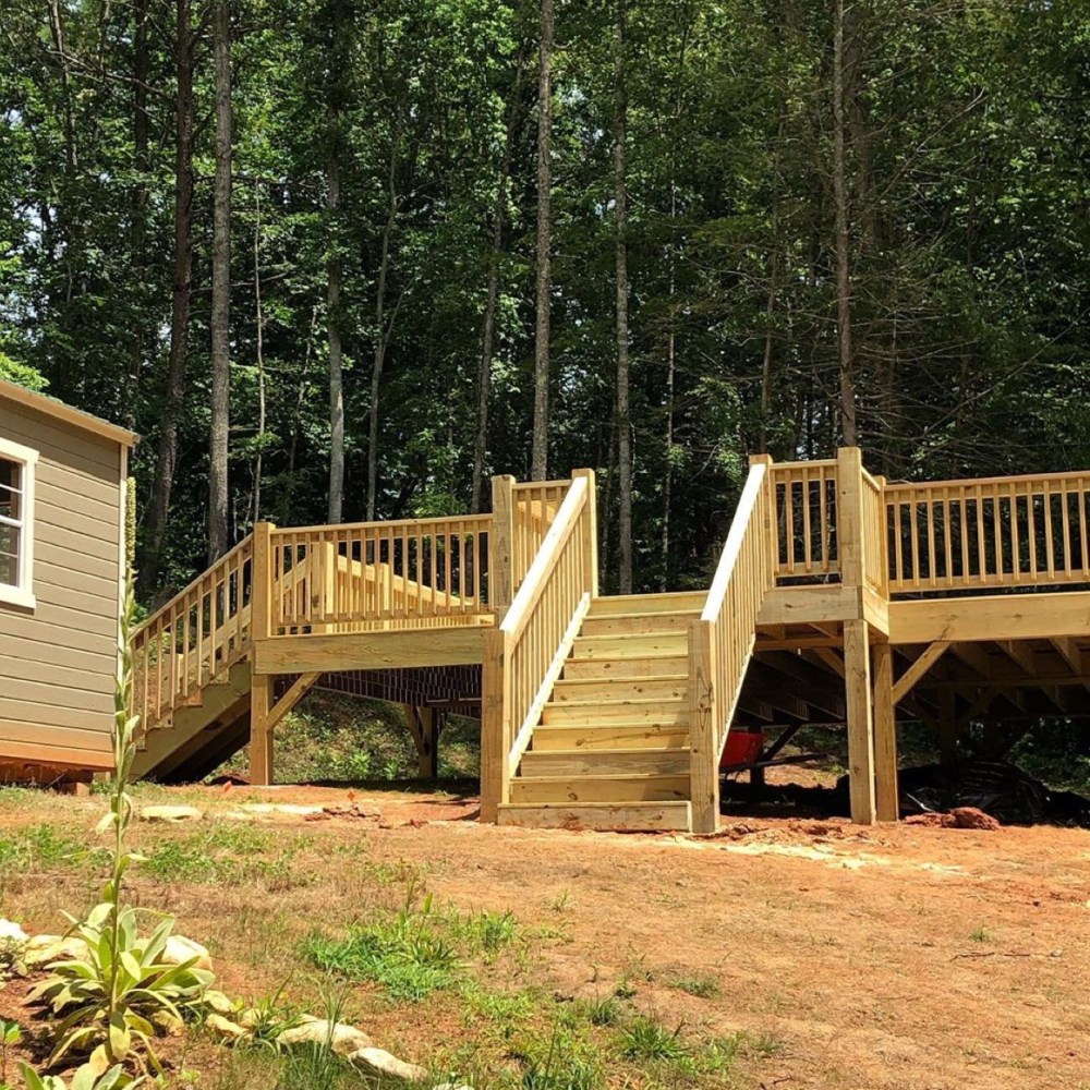 Front view of yurt deck